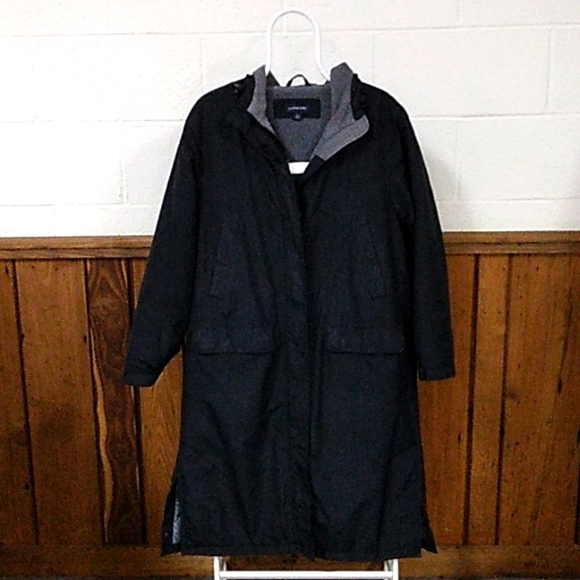 Lands End black Fleece Lined Long Hooded Winter Coat, Sz Medium 10/12 - Picture 1 of 5